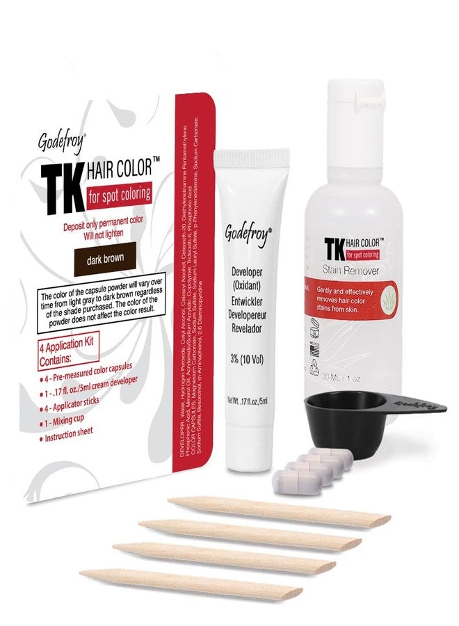 Godefroy Hair Color TK 4 Application and 1 oz Coloring Stain Remover Combo, Complete Coverage of Gray Hair Roots, Salon Quality Results - Dark Brown - Image 1